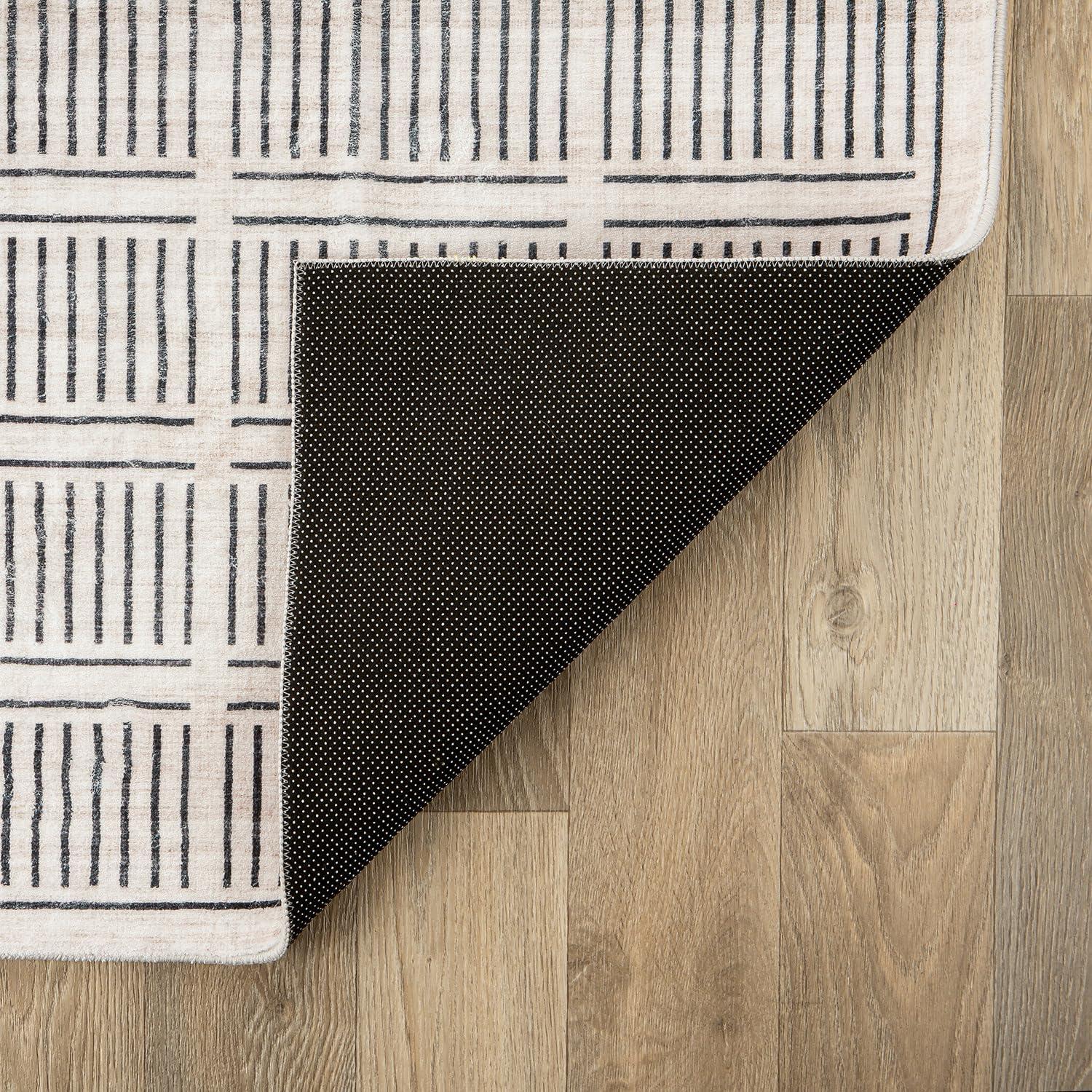 imageRugshop Bohemian Stripe Lines Washable Non Slip Area Rug 5 x 7 IvoryIvory