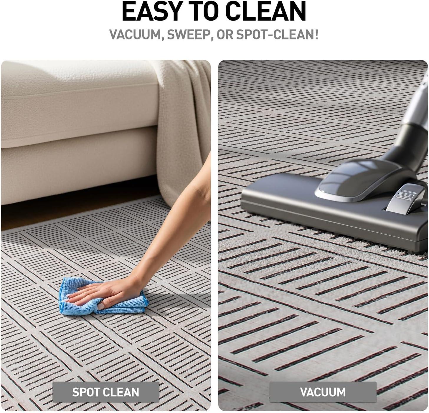 imageRugshop Bohemian Stripe Lines Washable Non Slip Area Rug 5 x 7 IvoryIvory