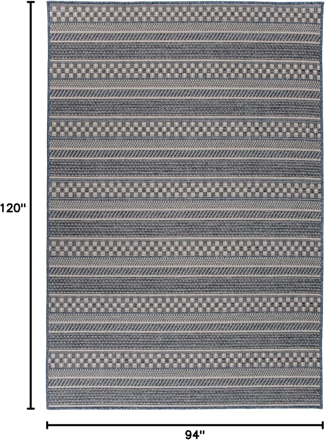 imageRugshop Bohemian Stripes Patio ampamp Balcony IndoorOutdoor Area Rug 5 x 7 BlueBlue