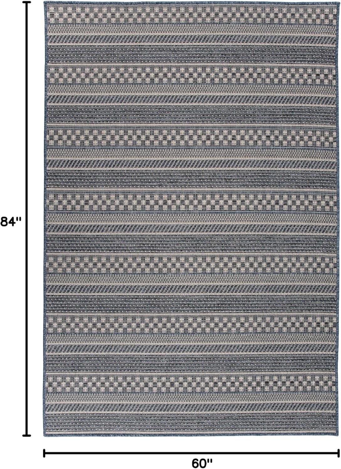 imageRugshop Bohemian Stripes Patio ampamp Balcony IndoorOutdoor Area Rug 5 x 7 BlueBlue