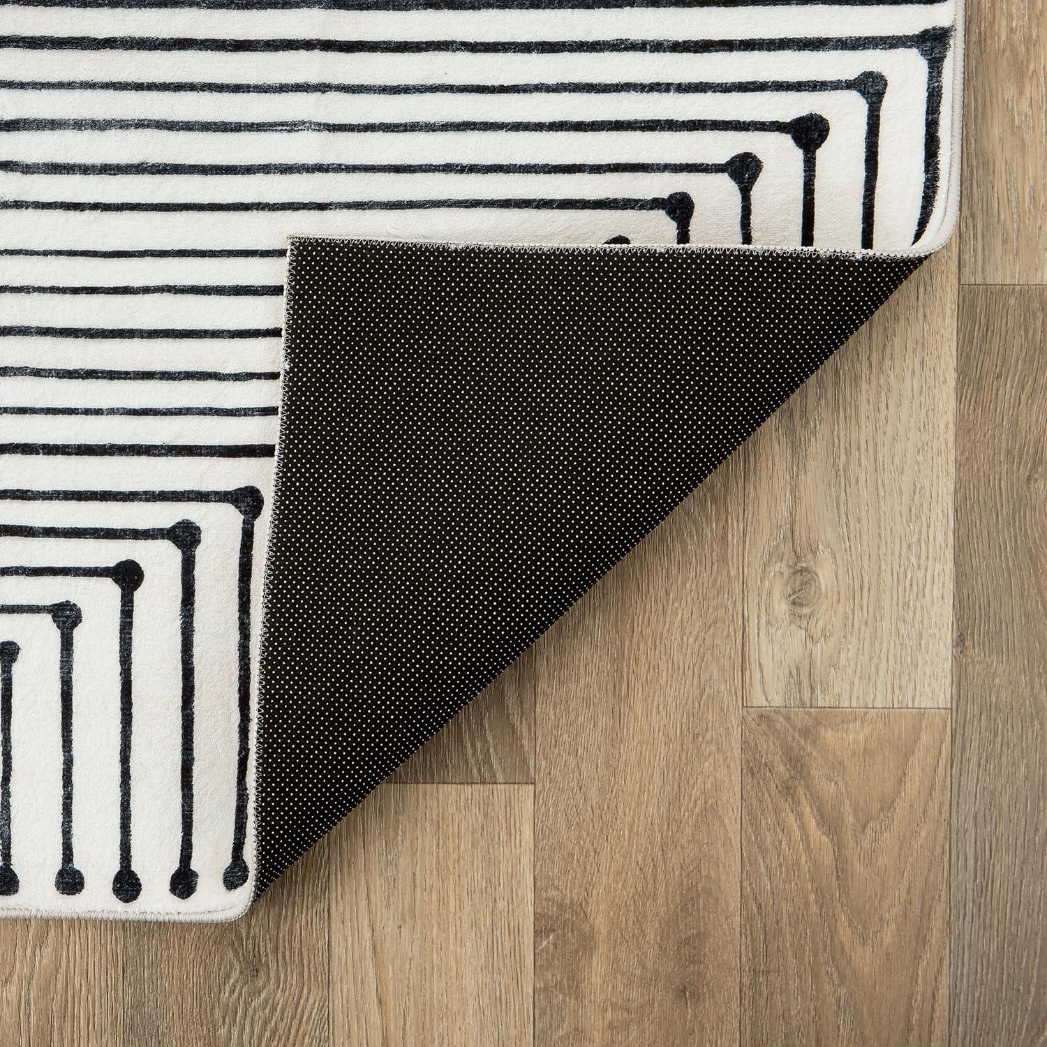 imageRugshop Bohemian Stripes Washable Non Slip Area Rug 5 x 7 IvoryIvory