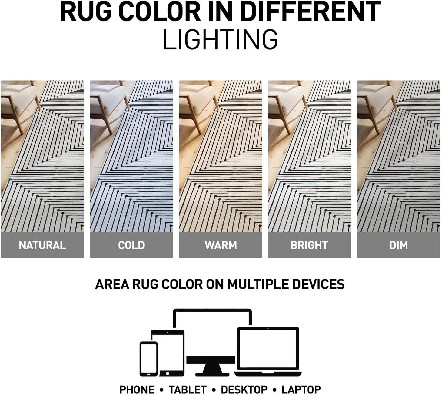 imageRugshop Bohemian Stripes Washable Non Slip Area Rug 5 x 7 IvoryIvory