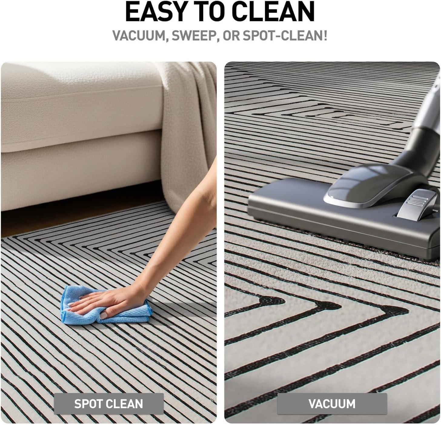 imageRugshop Bohemian Stripes Washable Non Slip Area Rug 5 x 7 IvoryIvory