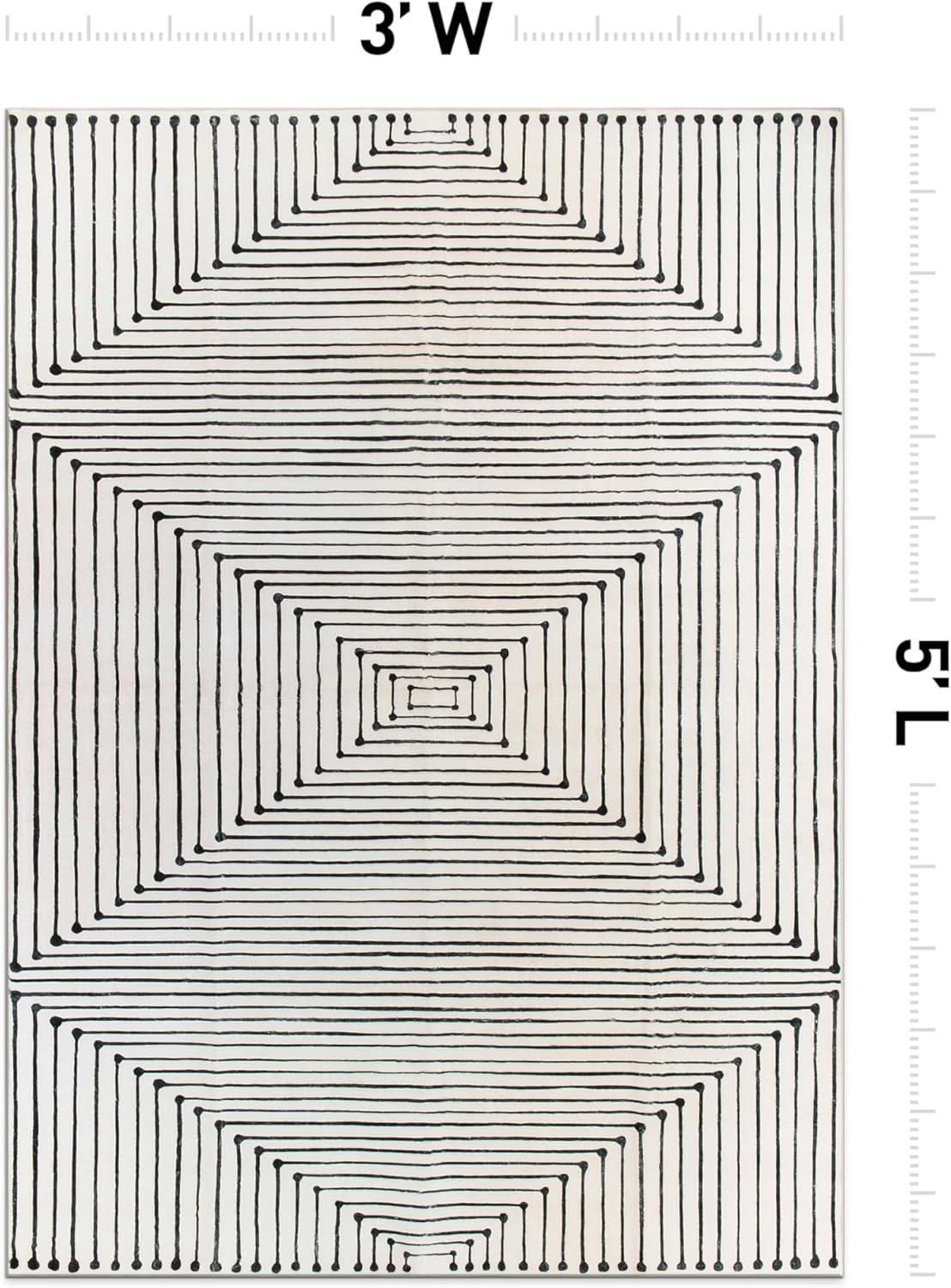 imageRugshop Bohemian Stripes Washable Non Slip Area Rug 5 x 7 IvoryIvory