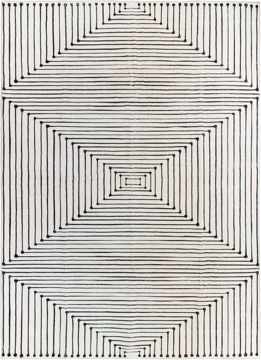 imageRugshop Bohemian Stripes Washable Non Slip Area Rug 5 x 7 IvoryIvory