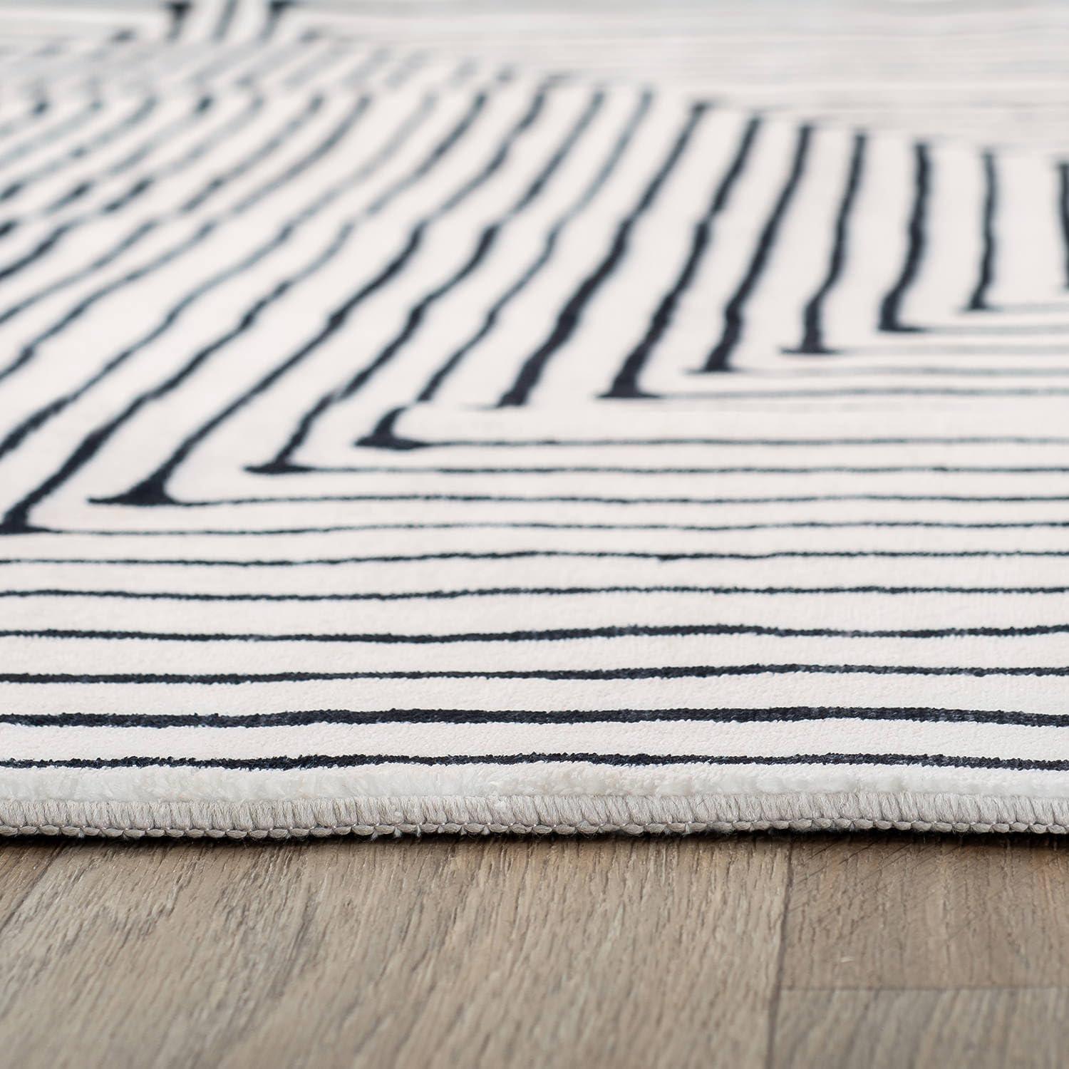 imageRugshop Bohemian Stripes Washable Non Slip Area Rug 5 x 7 IvoryIvory