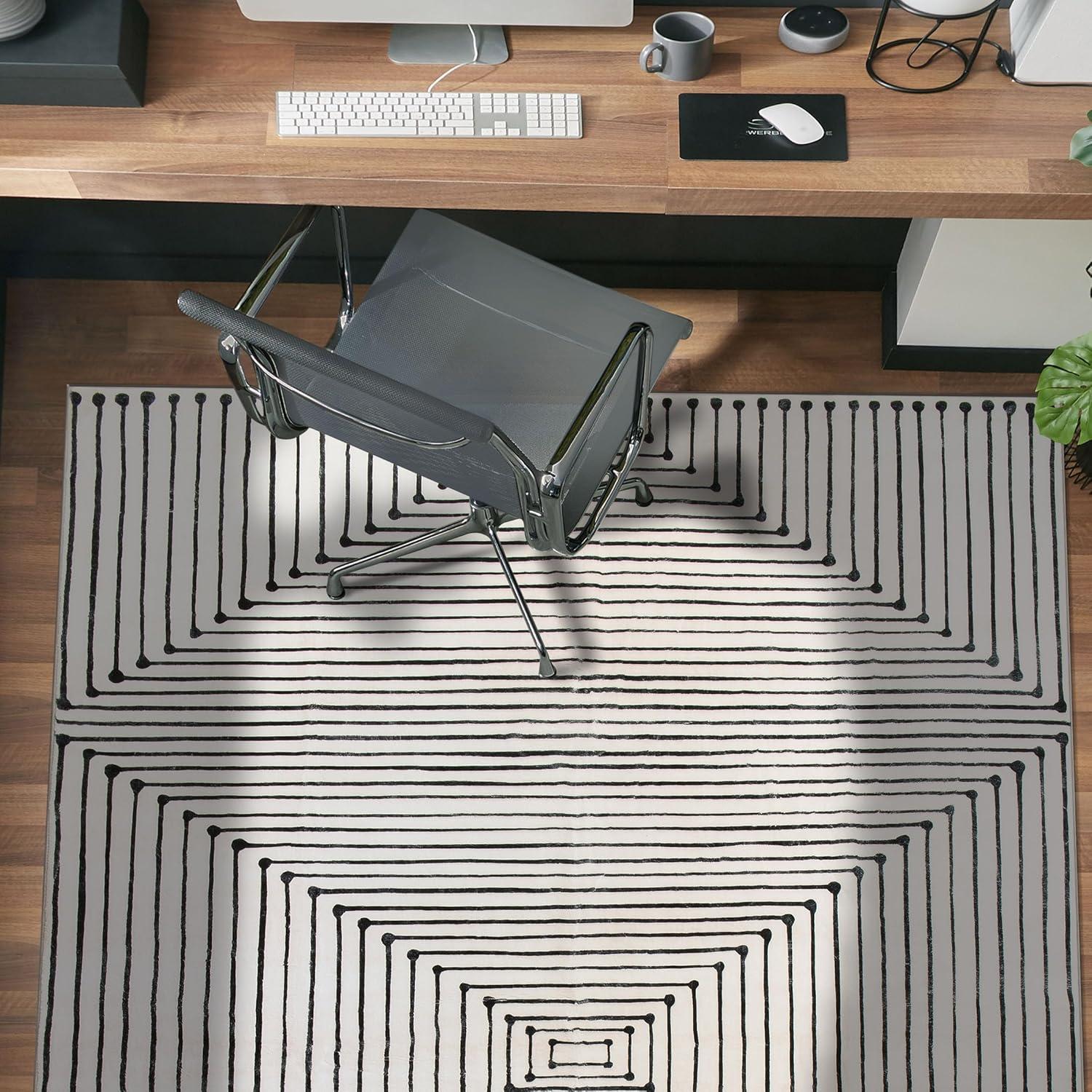 imageRugshop Bohemian Stripes Washable Non Slip Area Rug 5 x 7 IvoryIvory