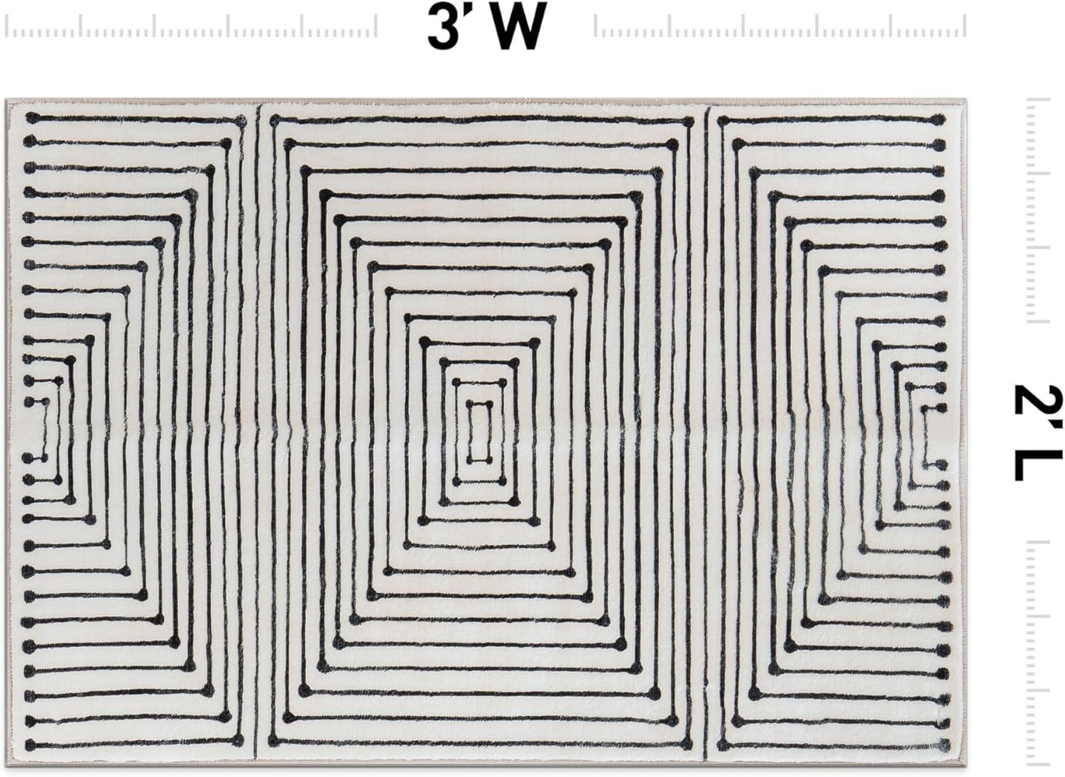 imageRugshop Bohemian Stripes Washable Non Slip Area Rug 5 x 7 IvoryIvory