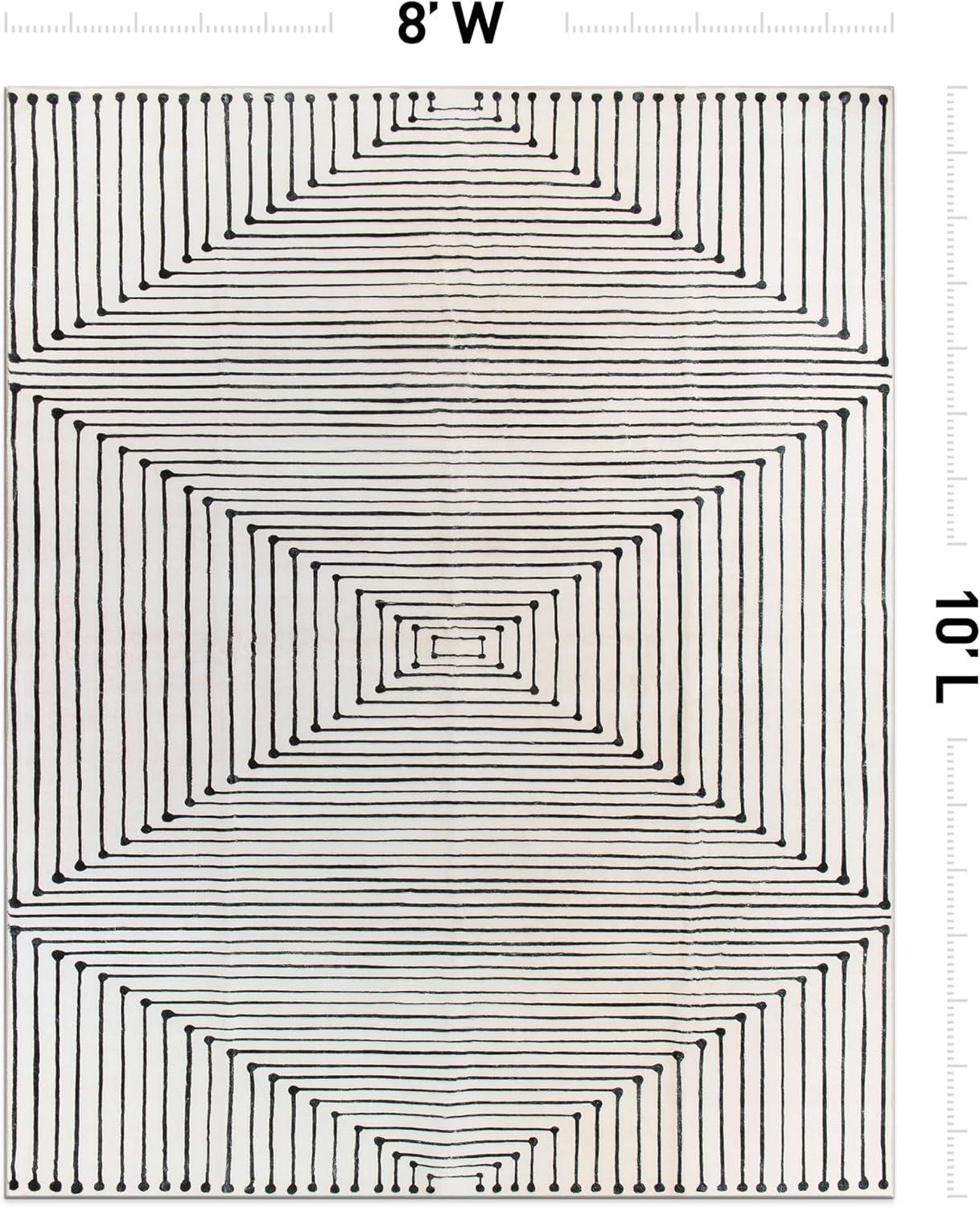 imageRugshop Bohemian Stripes Washable Non Slip Area Rug 5 x 7 IvoryIvory