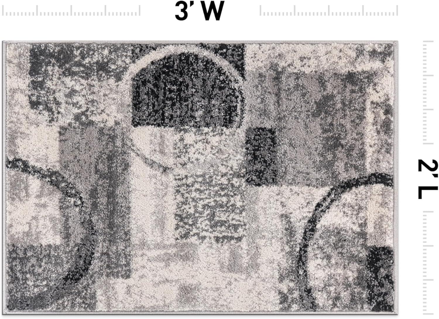 imageRugshop Contemporary Abstract Circle Design Soft Area Rug 53quot x 73quot GrayCream