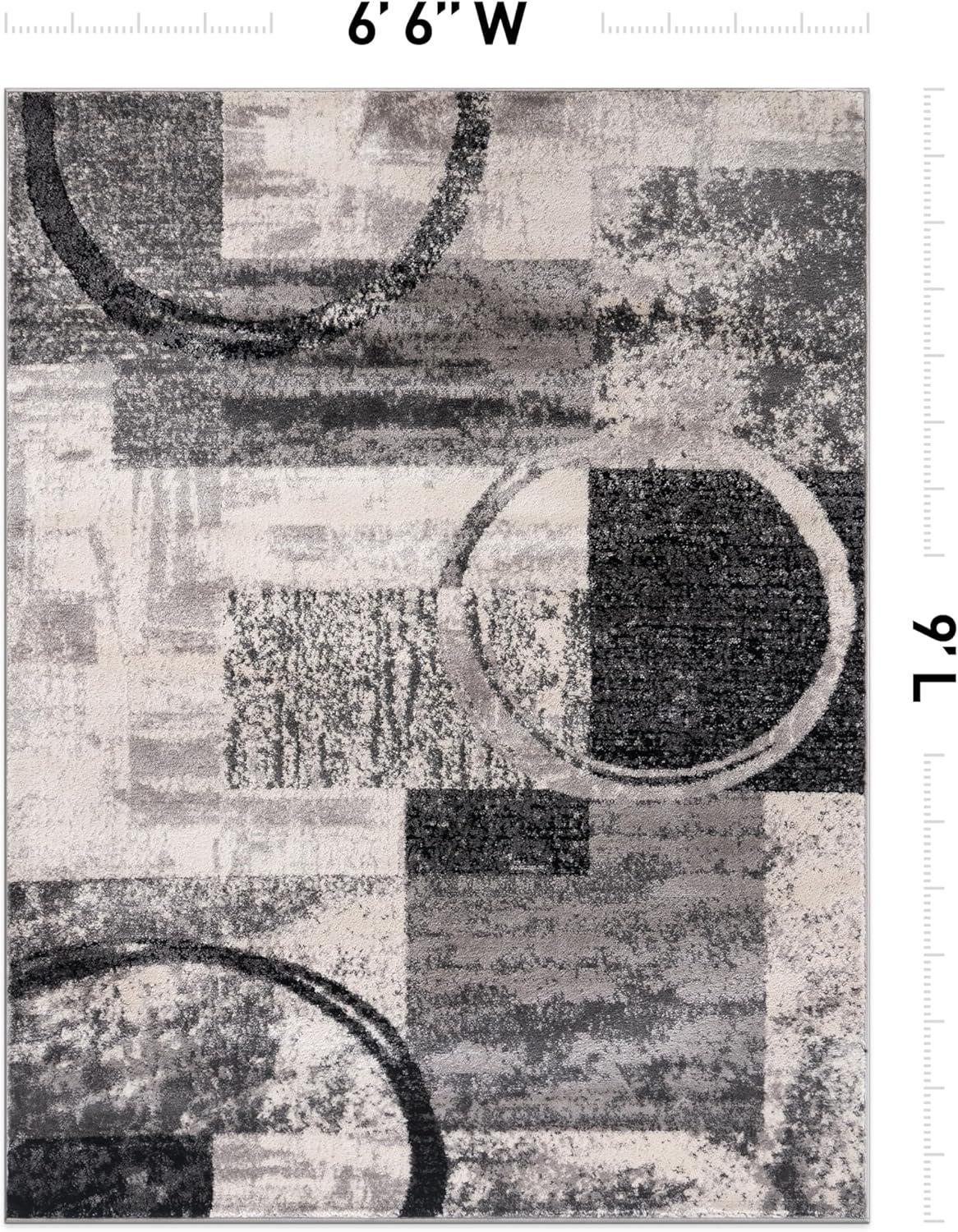 imageRugshop Contemporary Abstract Circle Design Soft Area Rug 53quot x 73quot GrayCream