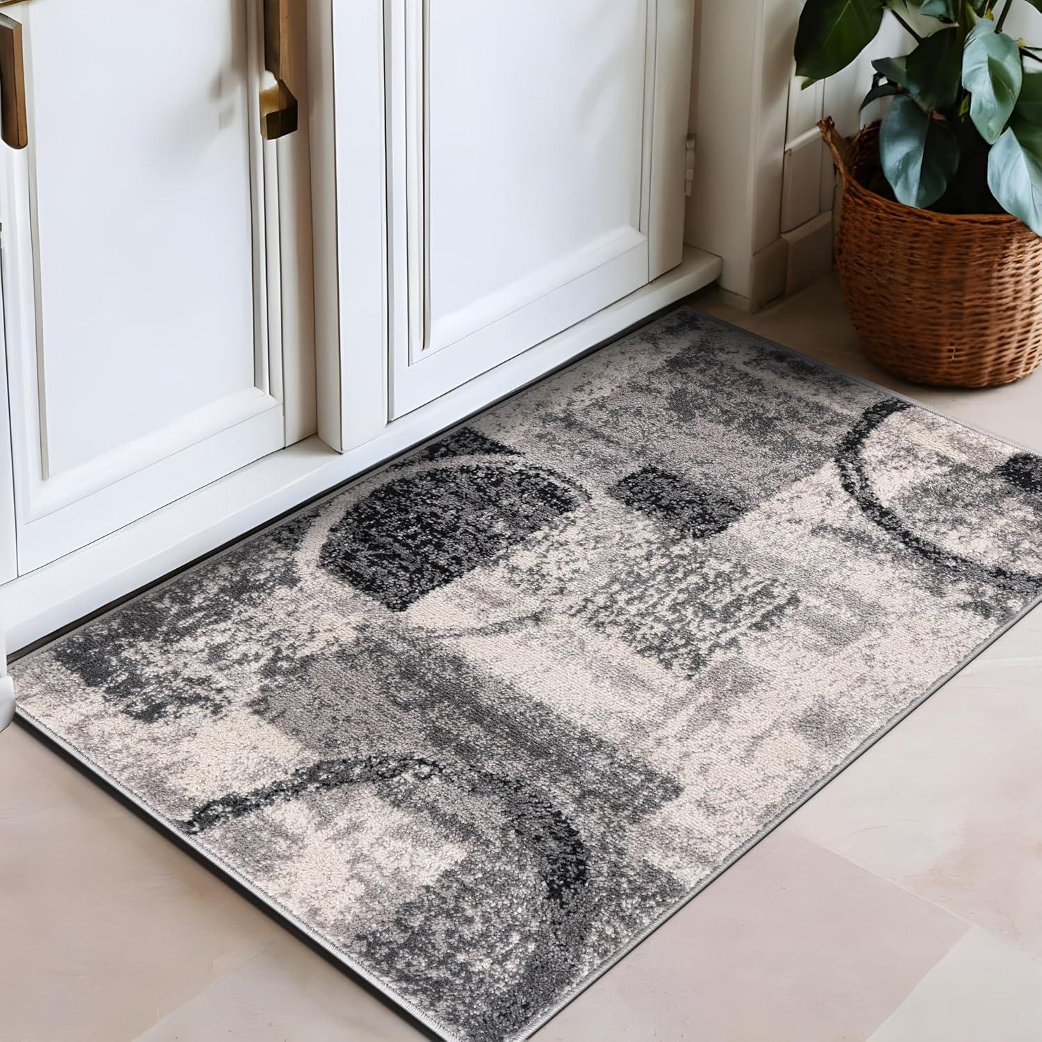 imageRugshop Contemporary Abstract Circle Design Soft Area Rug 53quot x 73quot GrayCream