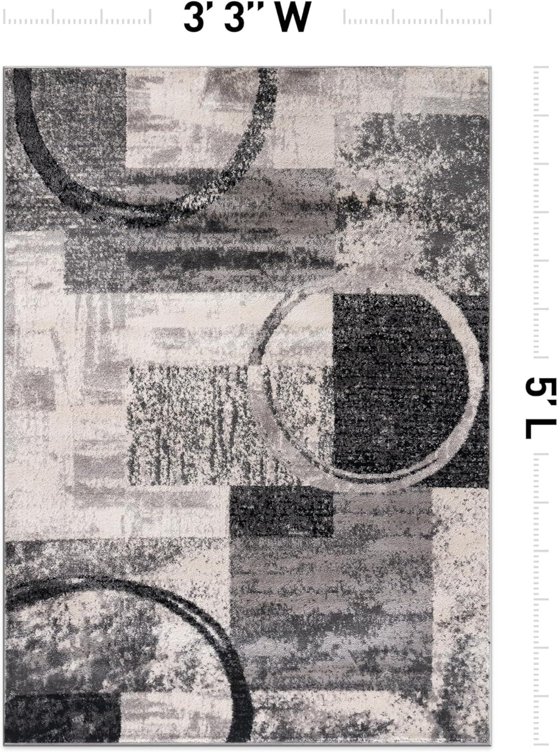 imageRugshop Contemporary Abstract Circle Design Soft Area Rug 53quot x 73quot GrayCream