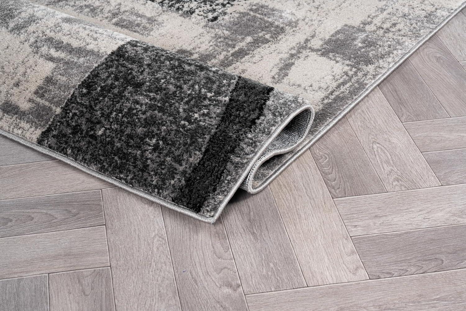 imageRugshop Contemporary Abstract Circle Design Soft Area Rug 53quot x 73quot GrayCream