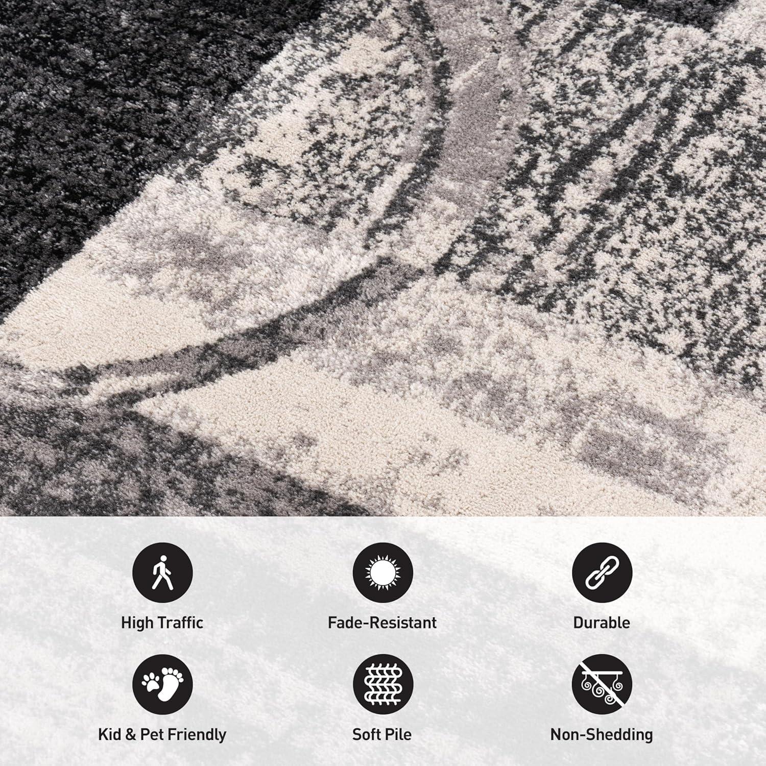 imageRugshop Contemporary Abstract Circle Design Soft Area Rug 53quot x 73quot GrayCream