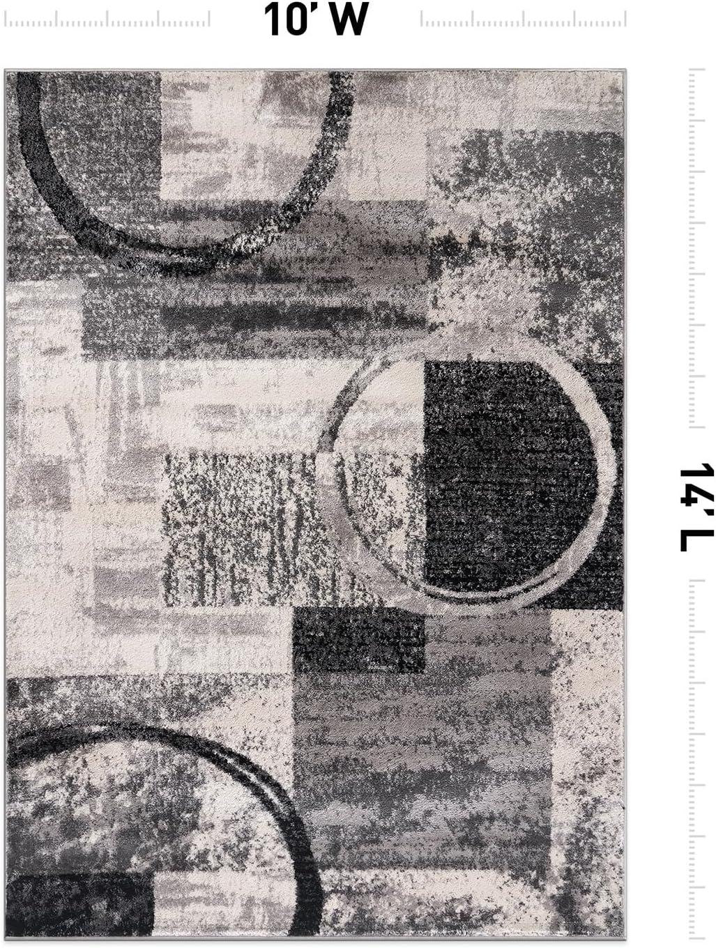 imageRugshop Contemporary Abstract Circle Design Soft Area Rug 53quot x 73quot GrayCream