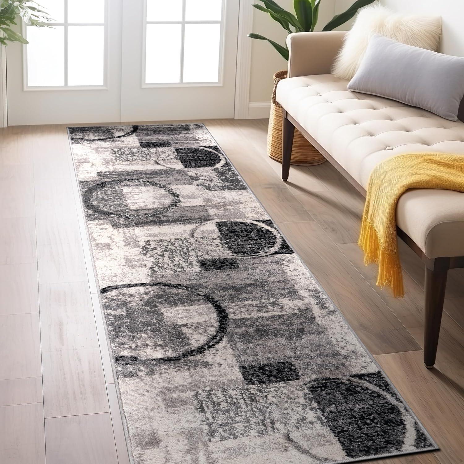 imageRugshop Contemporary Abstract Circle Design Soft Area Rug 53quot x 73quot GrayCream