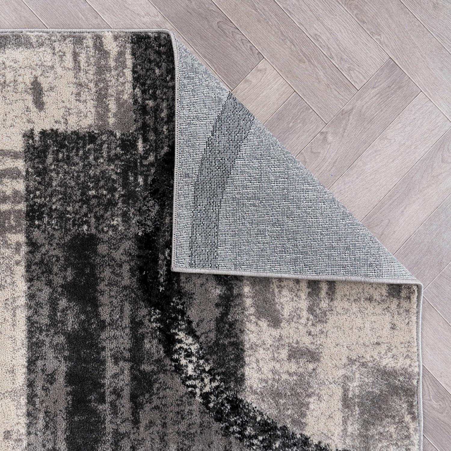 imageRugshop Contemporary Abstract Circle Design Soft Area Rug 53quot x 73quot GrayCream