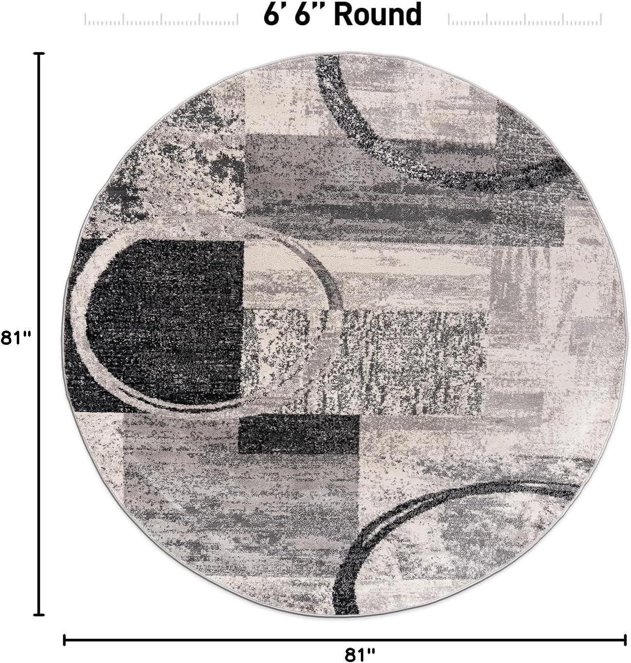 imageRugshop Contemporary Abstract Circle Design Soft Area Rug 53quot x 73quot GrayCream