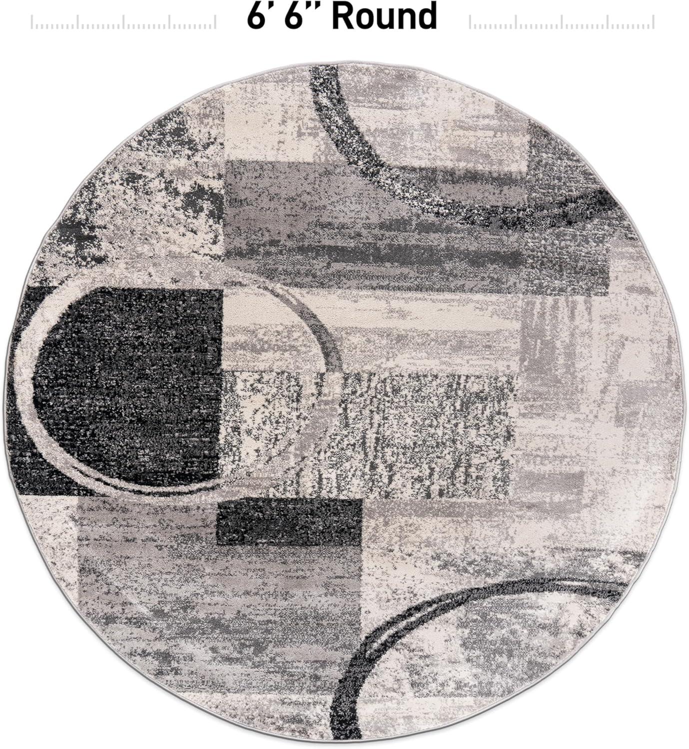 imageRugshop Contemporary Abstract Circle Design Soft Area Rug 53quot x 73quot GrayCream