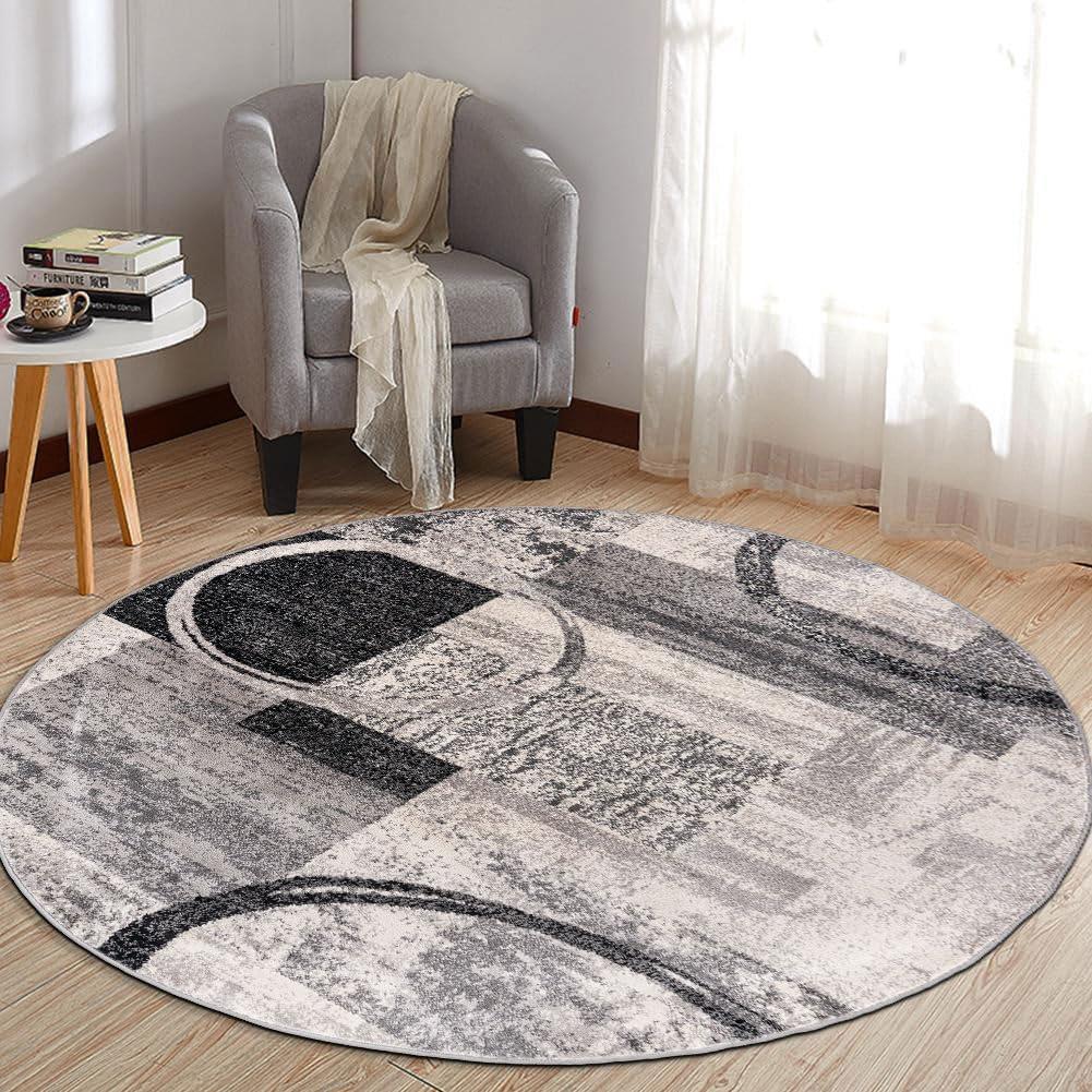 imageRugshop Contemporary Abstract Circle Design Soft Area Rug 53quot x 73quot GrayCream