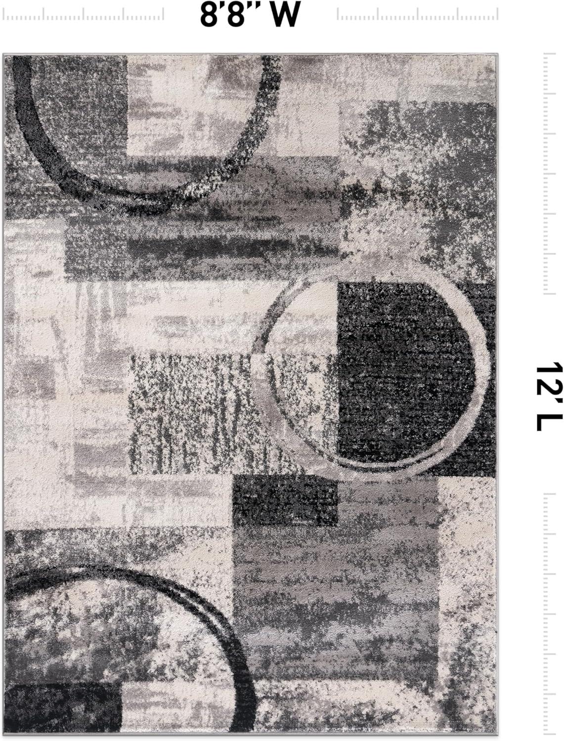 imageRugshop Contemporary Abstract Circle Design Soft Area Rug 53quot x 73quot GrayCream