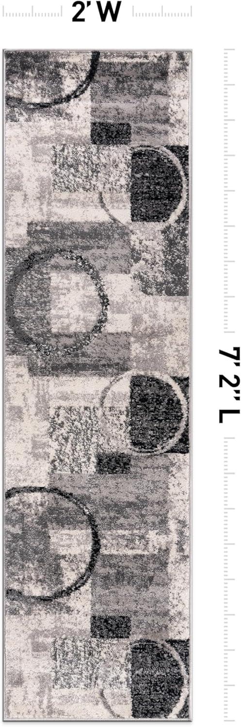 imageRugshop Contemporary Abstract Circle Design Soft Area Rug 53quot x 73quot GrayCream