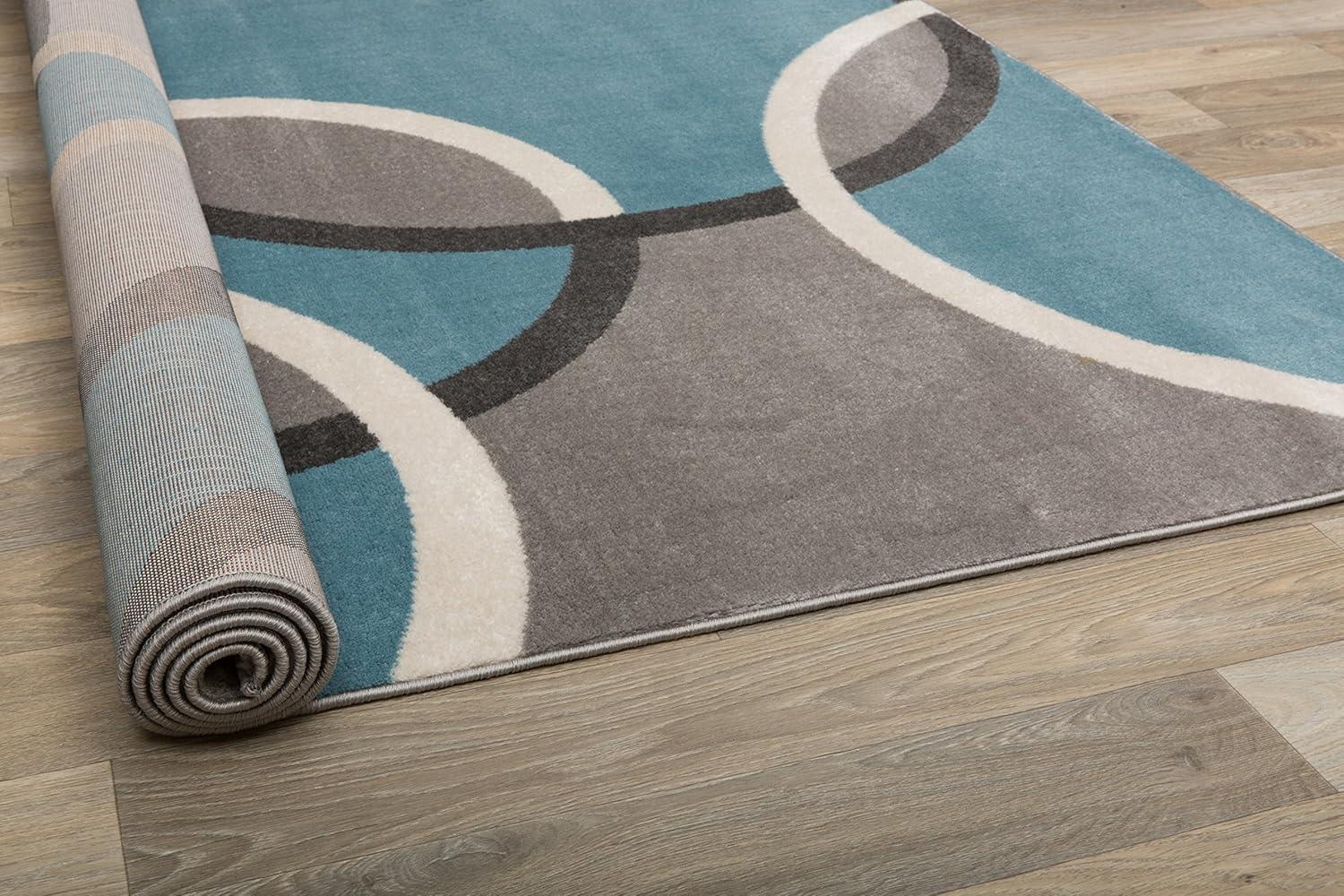 imageRugshop Contemporary Abstract Circles Area Rug FadeResistant Carpet for Living Room Bedroom or Home Office Yellow 53quot x 73quotBlue