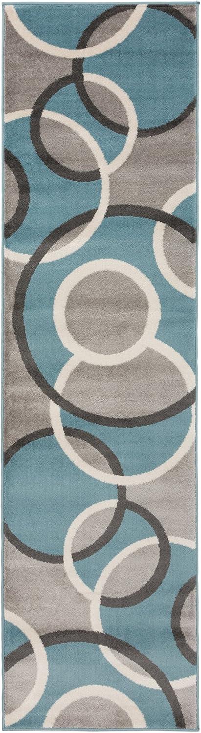 imageRugshop Contemporary Abstract Circles Area Rug FadeResistant Carpet for Living Room Bedroom or Home Office Yellow 53quot x 73quotBlue