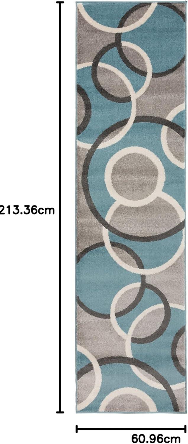 imageRugshop Contemporary Abstract Circles Area Rug FadeResistant Carpet for Living Room Bedroom or Home Office Yellow 53quot x 73quotBlue