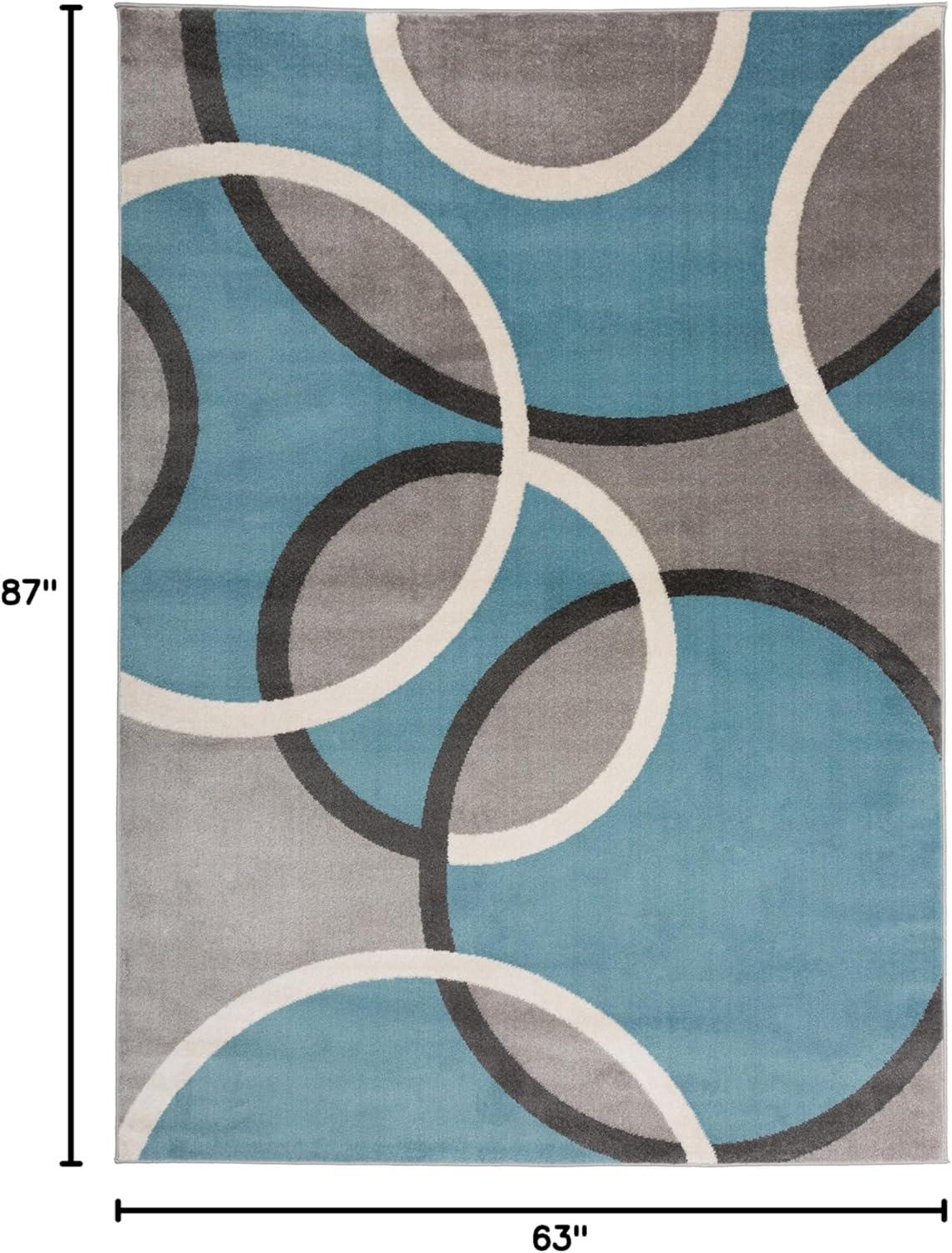 imageRugshop Contemporary Abstract Circles Area Rug FadeResistant Carpet for Living Room Bedroom or Home Office Yellow 53quot x 73quotBlue