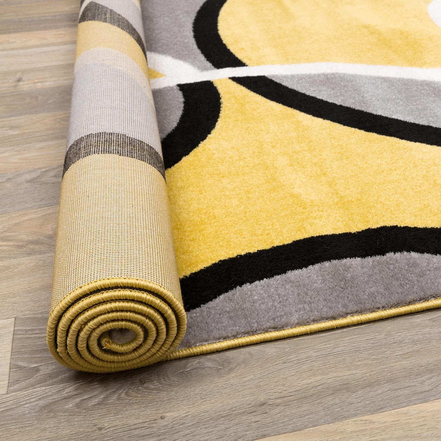 imageRugshop Contemporary Abstract Circles Area Rug FadeResistant Carpet for Living Room Bedroom or Home Office Yellow 53quot x 73quotYellow