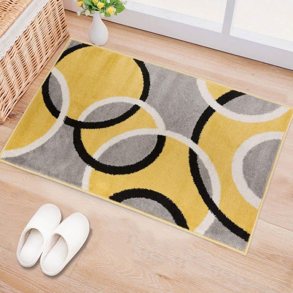 imageRugshop Contemporary Abstract Circles Area Rug FadeResistant Carpet for Living Room Bedroom or Home Office Yellow 53quot x 73quotYellow