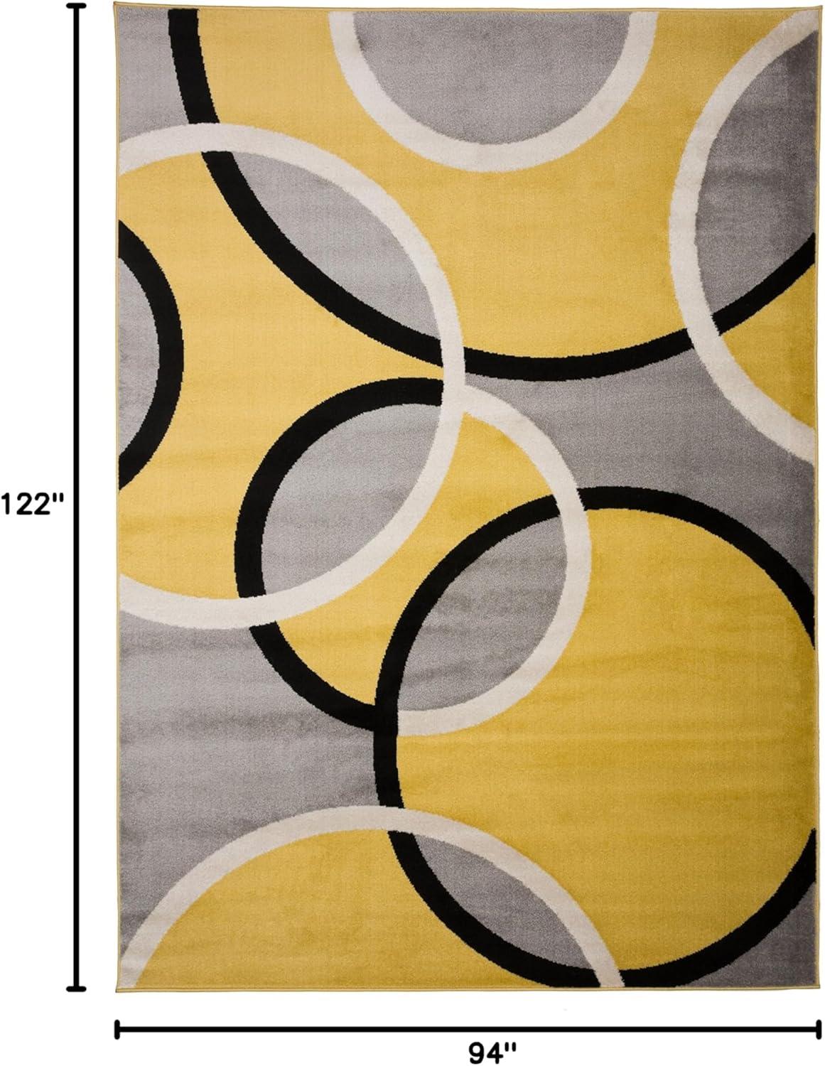 imageRugshop Contemporary Abstract Circles Area Rug FadeResistant Carpet for Living Room Bedroom or Home Office Yellow 53quot x 73quotYellow