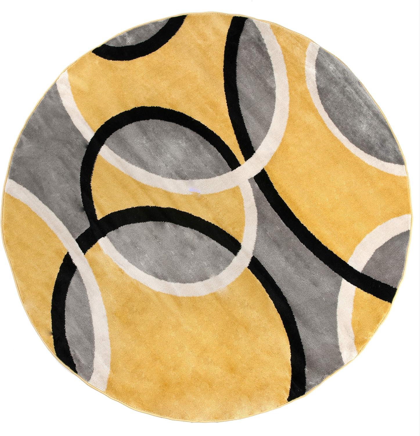 imageRugshop Contemporary Abstract Circles Area Rug FadeResistant Carpet for Living Room Bedroom or Home Office Yellow 53quot x 73quotYellow