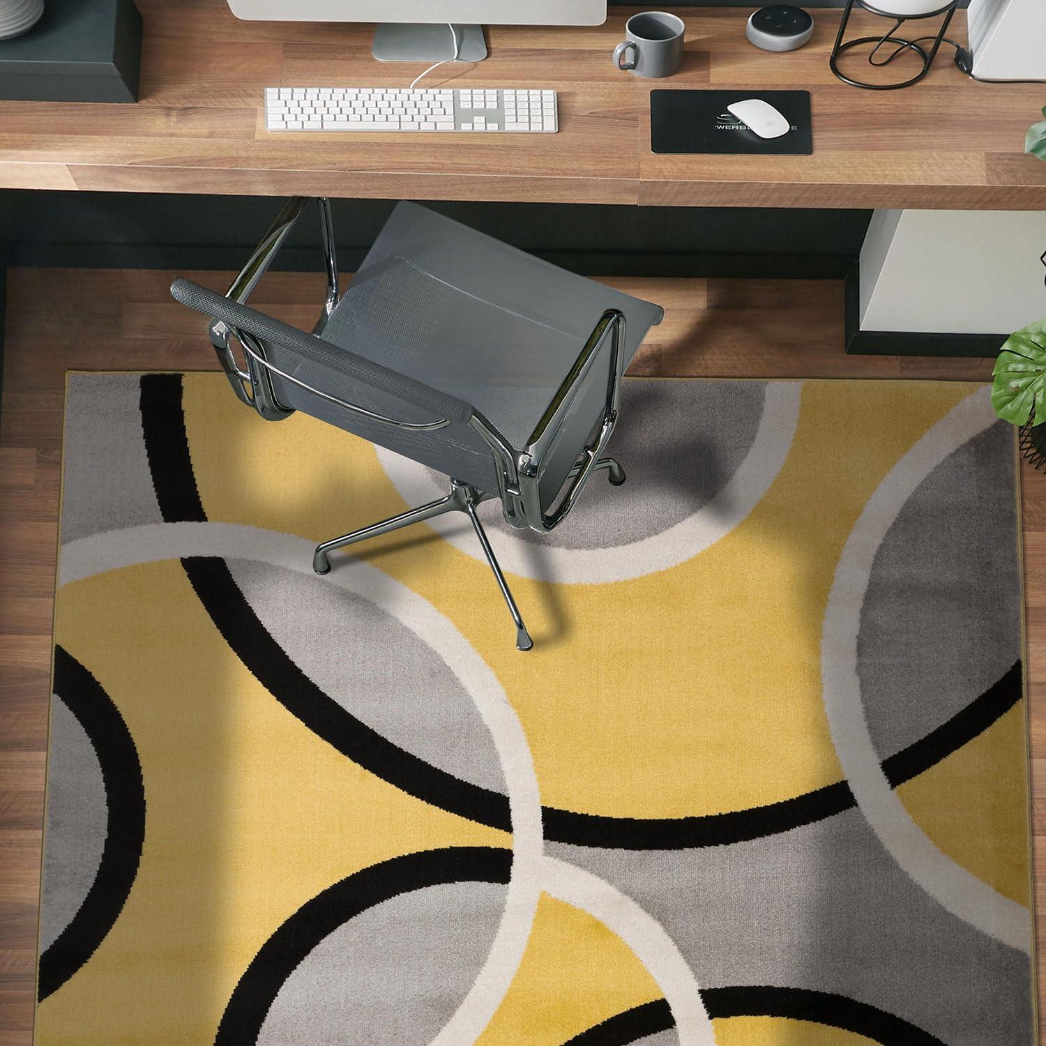 imageRugshop Contemporary Abstract Circles Area Rug FadeResistant Carpet for Living Room Bedroom or Home Office Yellow 53quot x 73quotYellow
