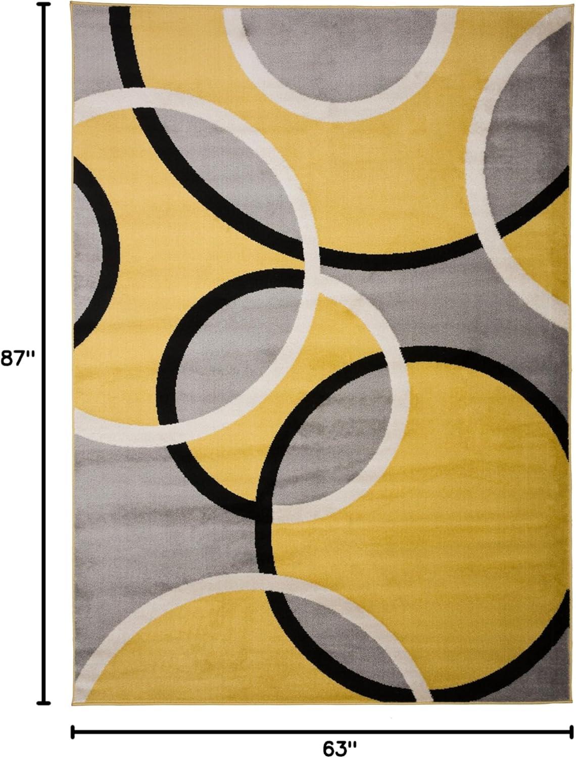 imageRugshop Contemporary Abstract Circles Area Rug FadeResistant Carpet for Living Room Bedroom or Home Office Yellow 53quot x 73quotYellow