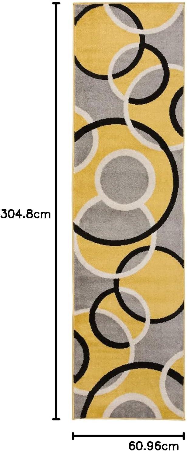 imageRugshop Contemporary Abstract Circles Area Rug FadeResistant Carpet for Living Room Bedroom or Home Office Yellow 53quot x 73quotYellow