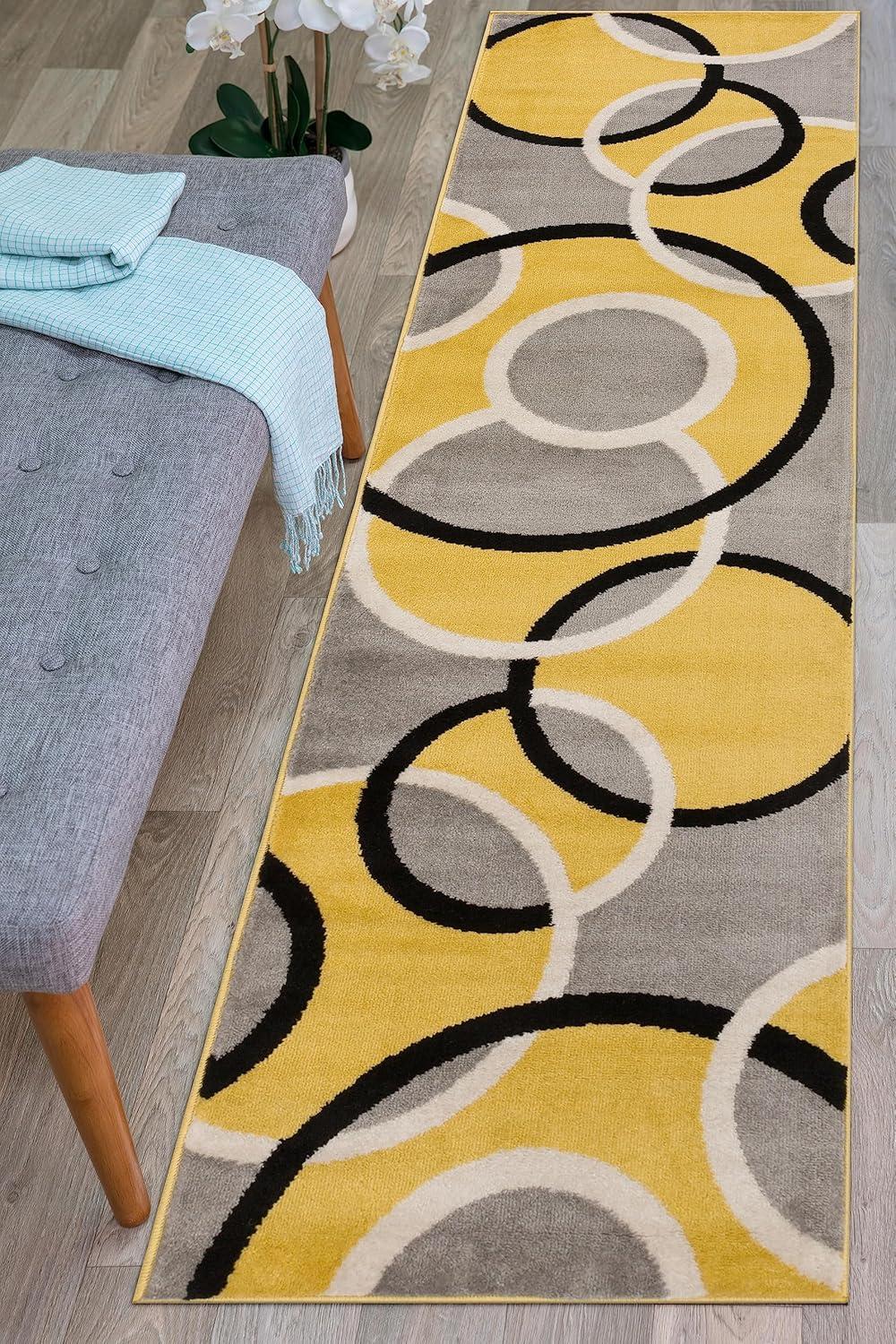 imageRugshop Contemporary Abstract Circles Area Rug FadeResistant Carpet for Living Room Bedroom or Home Office Yellow 53quot x 73quotYellow