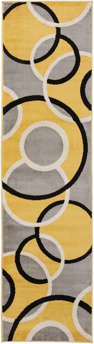 imageRugshop Contemporary Abstract Circles Area Rug FadeResistant Carpet for Living Room Bedroom or Home Office Yellow 53quot x 73quotYellow