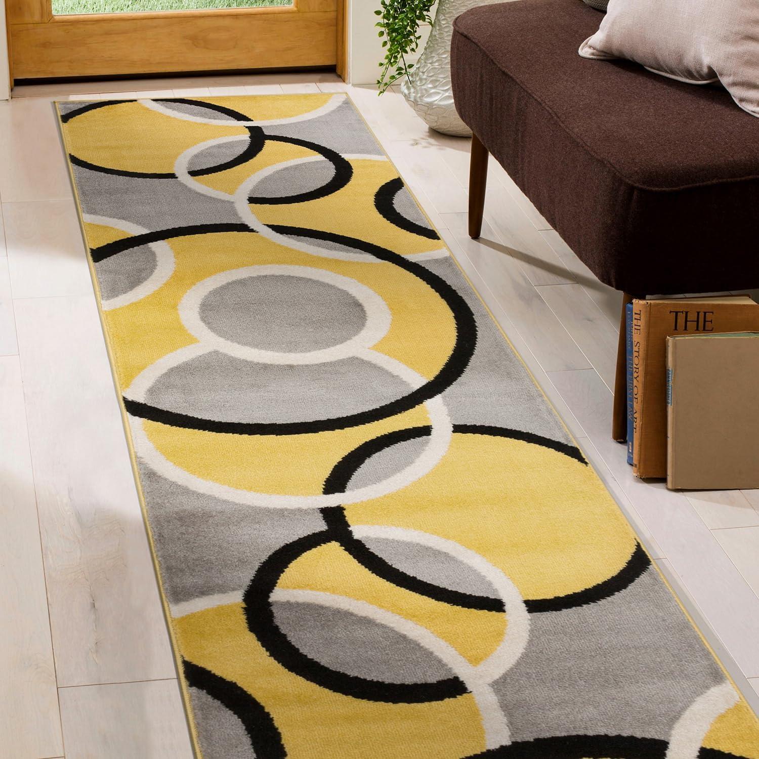 imageRugshop Contemporary Abstract Circles Area Rug FadeResistant Carpet for Living Room Bedroom or Home Office Yellow 53quot x 73quotYellow
