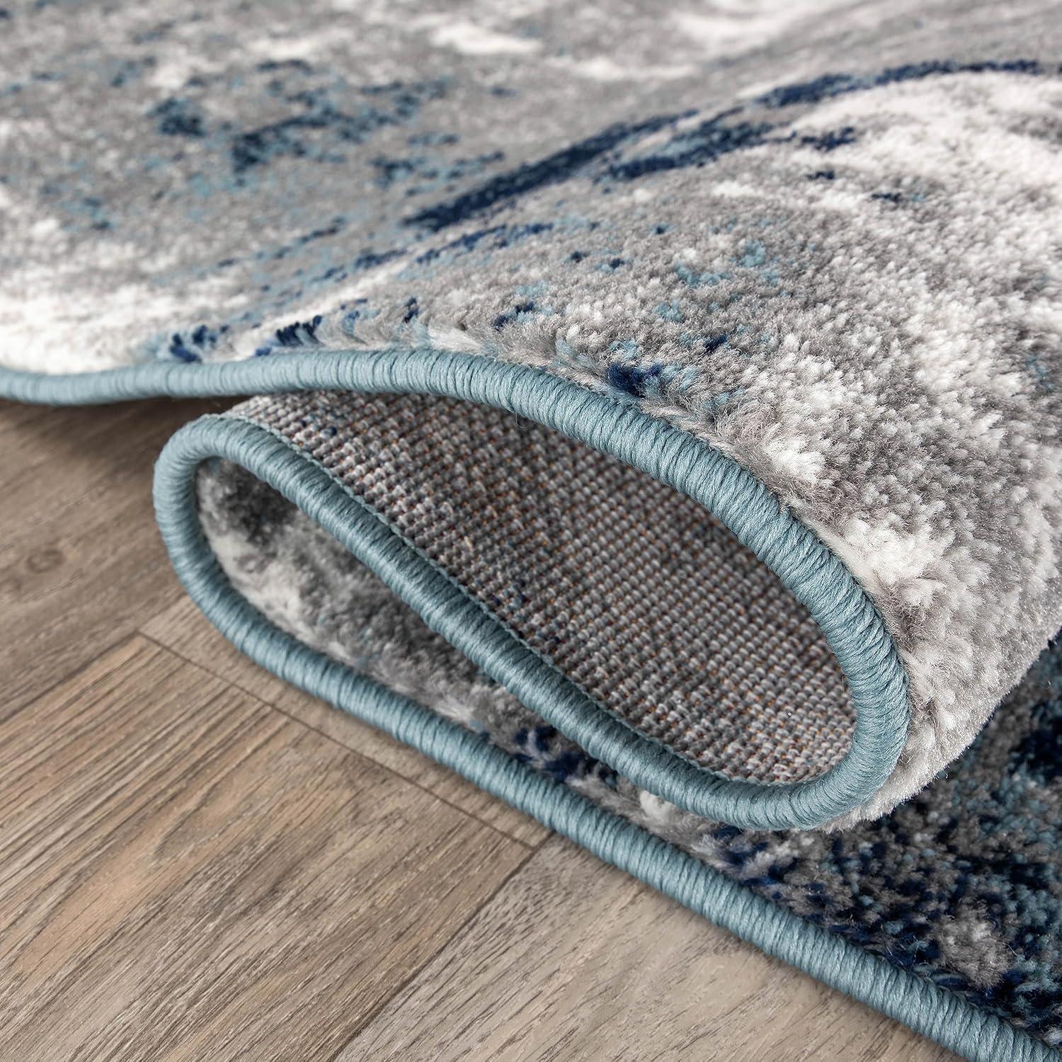 imageRugshop Contemporary Abstract Distressed Area Rug 5 x 7 BlueBlue