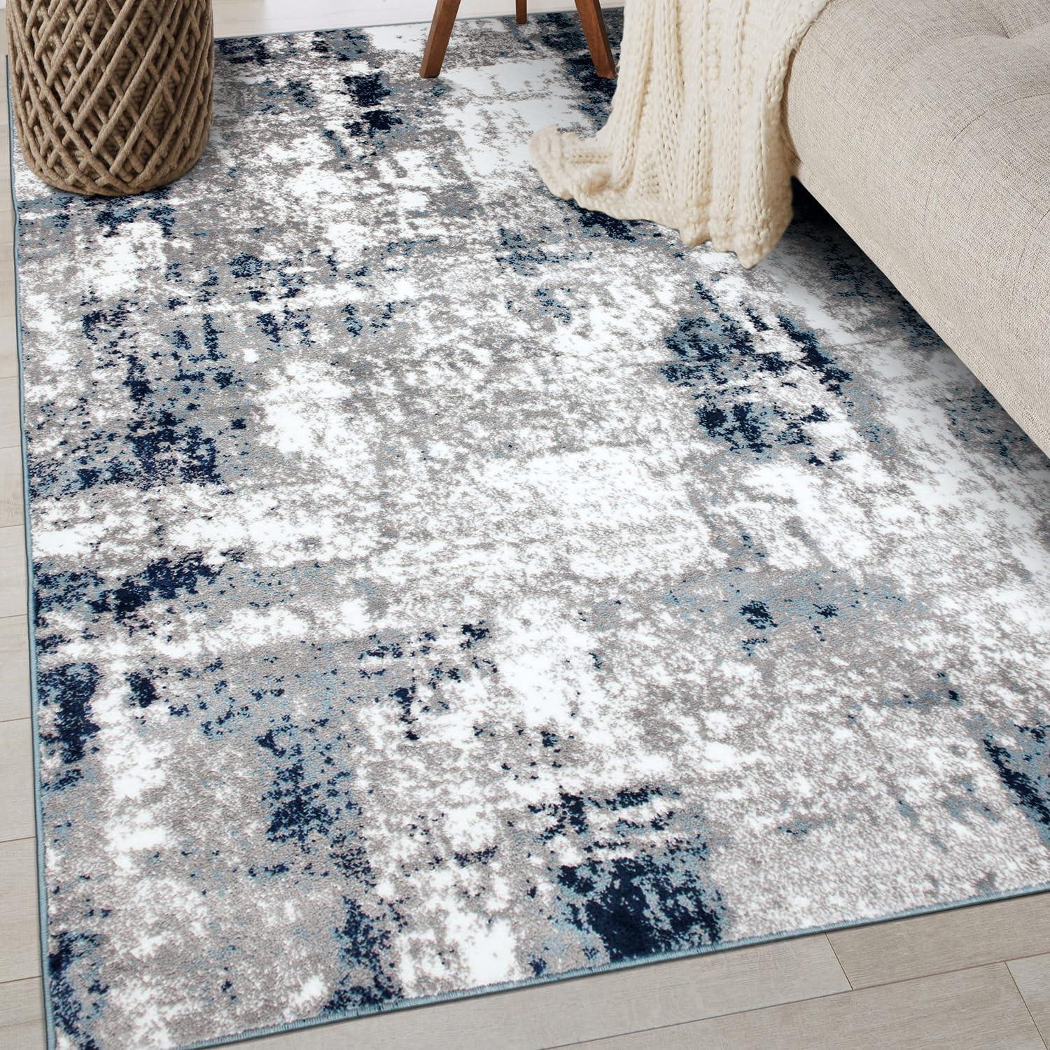imageRugshop Contemporary Abstract Distressed Area Rug 5 x 7 BlueBlue