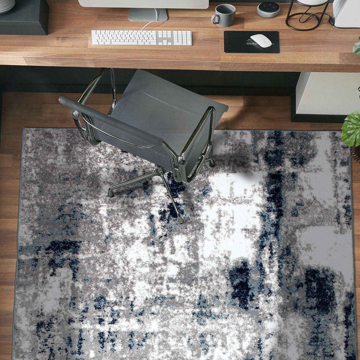imageRugshop Contemporary Abstract Distressed Area Rug 5 x 7 BlueBlue