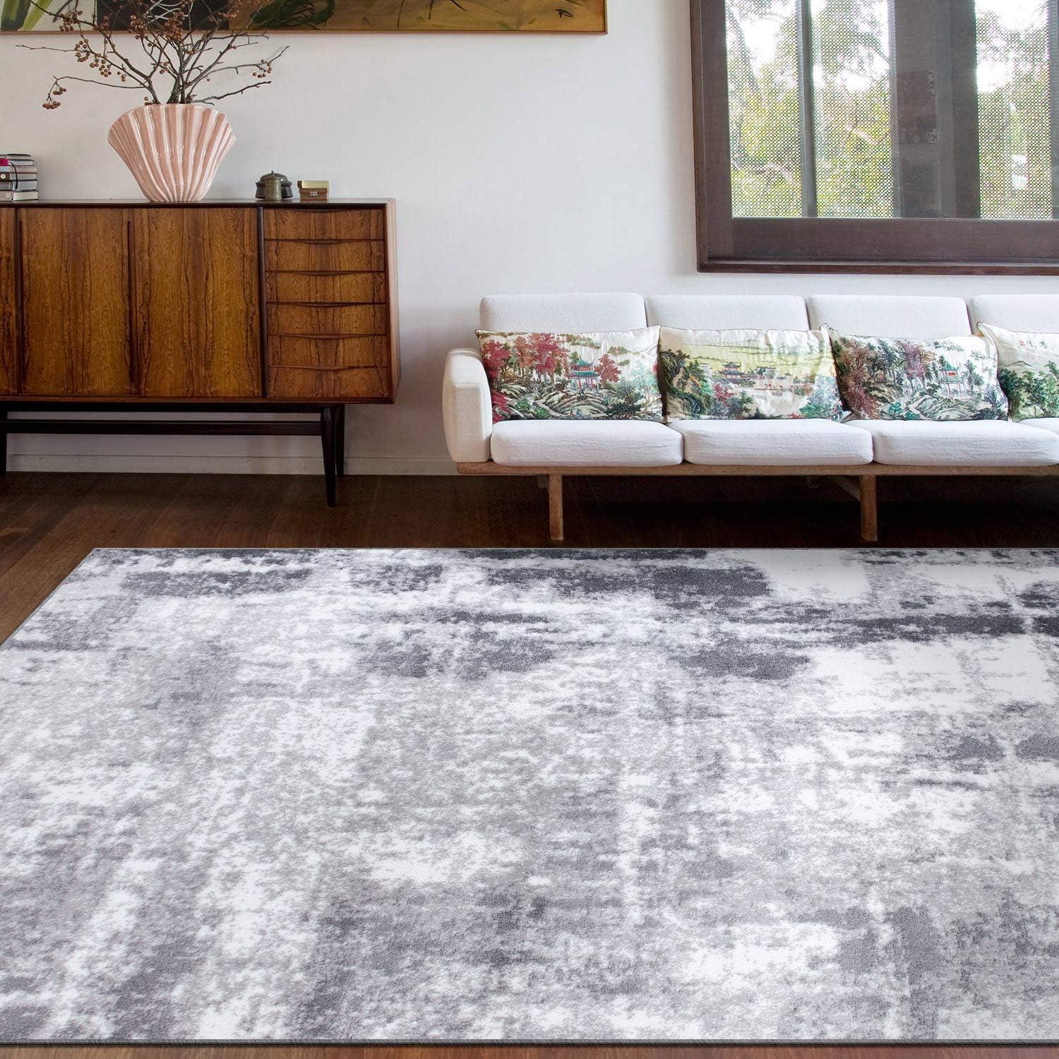imageRugshop Contemporary Abstract Distressed Area Rug 5 x 7 BlueGrey
