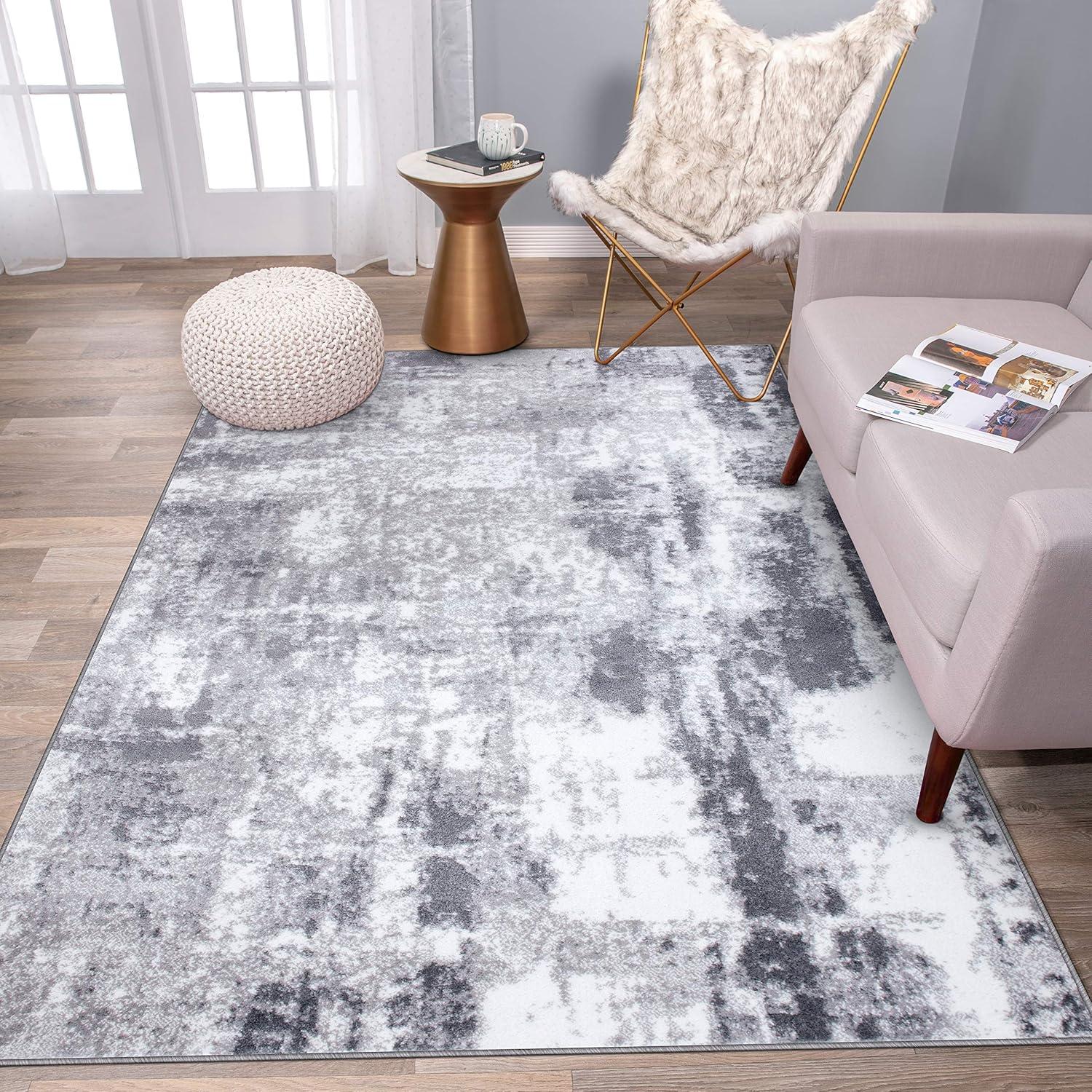imageRugshop Contemporary Abstract Distressed Area Rug 5 x 7 BlueGrey