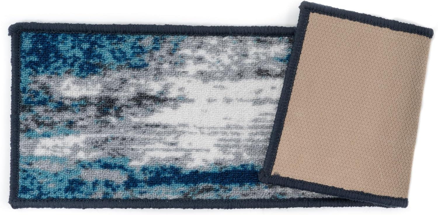 imageRugshop Contemporary Abstract NonSlip Stair Treads Set of 13 86quot x 26quot BlueBlue