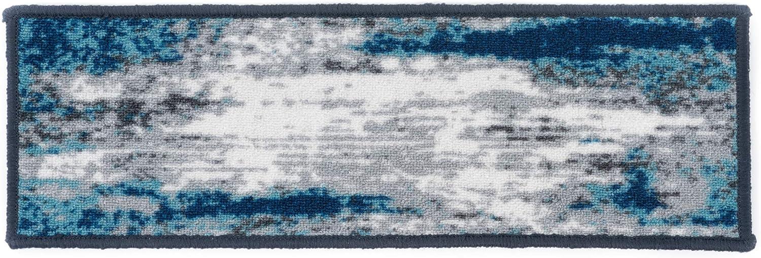 imageRugshop Contemporary Abstract NonSlip Stair Treads Set of 13 86quot x 26quot BlueBlue