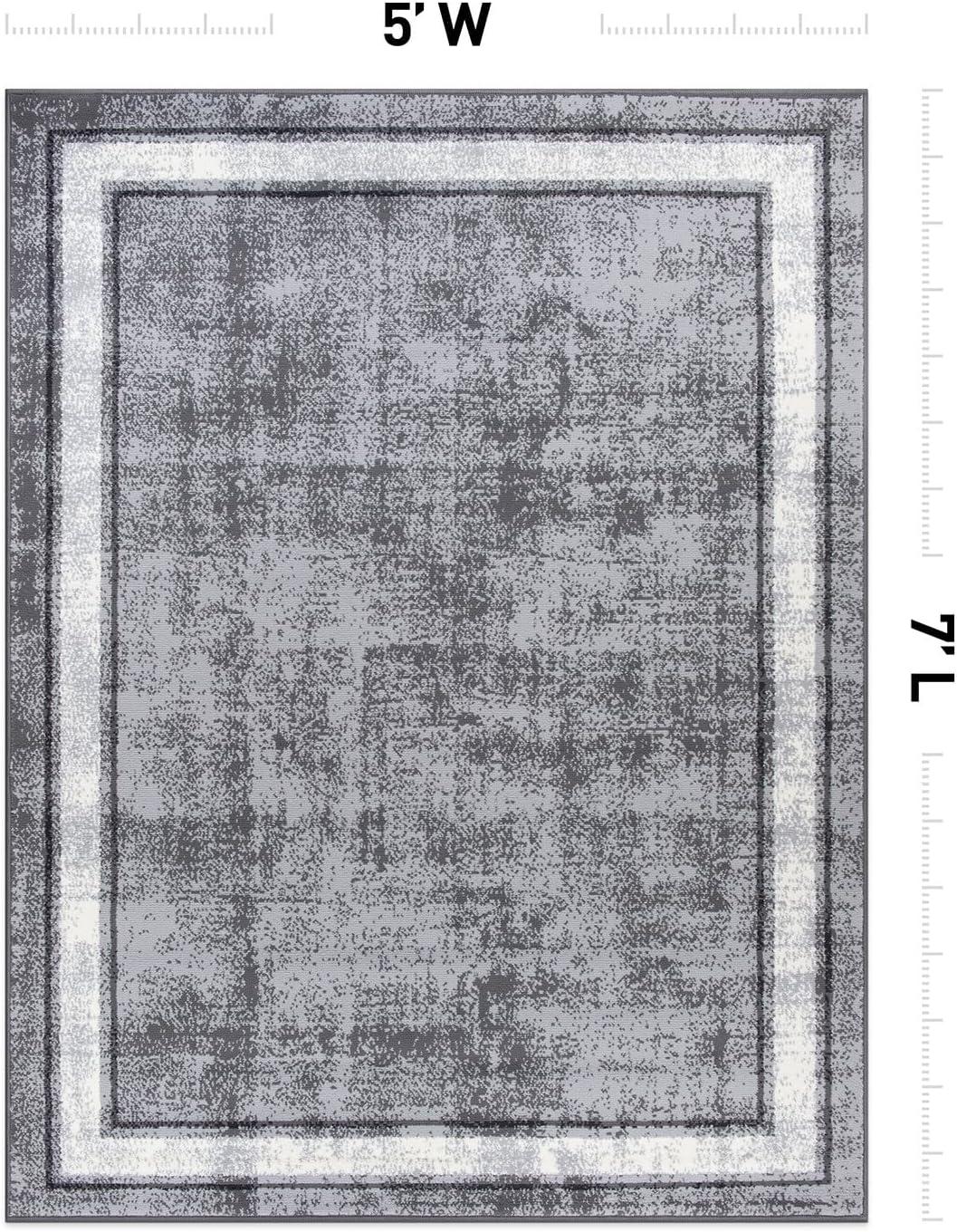 imageRugshop Contemporary Distressed Bordered Soft Area Rug 5 x 7 GrayGrey