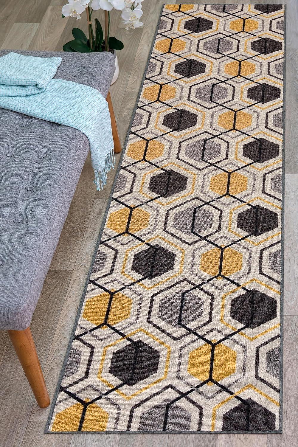 imageRugshop Contemporary Geometric Stripe Carpet for Living RoomBedroomHome OfficeKitchen NonSlip NonSkid Area Rug 5 X 7 5 3quot X 7 3quot YellowYellow